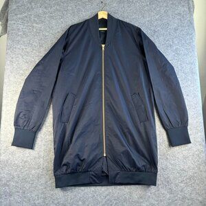 Good Councel Mens Wilkins Long Zip Bomber Jacket L Navy Blue Coat 100% Nylon 786